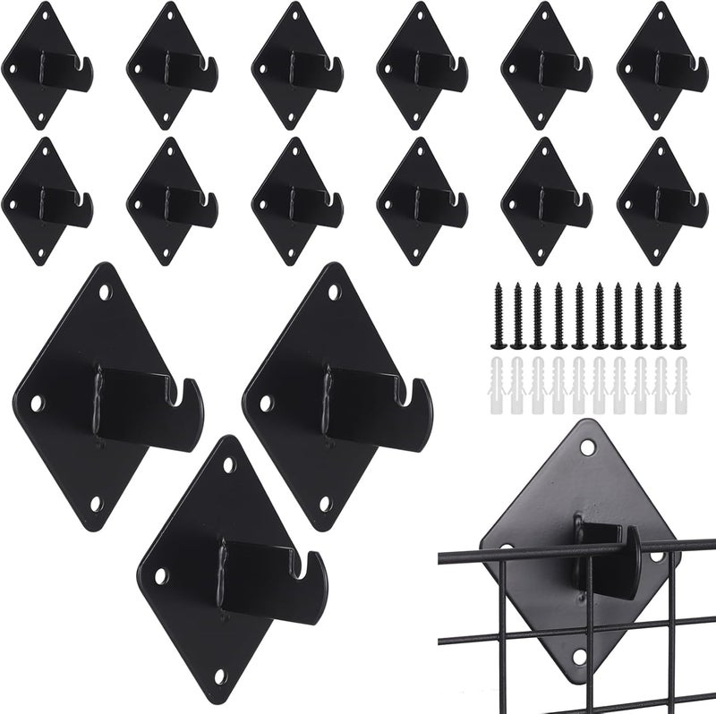 ALISWAT 15 Pcs Gridwall Mount Brackets with Screws,Metal Grid Panel Wall Mount Bracket,Grid Wall Accessory for Grid Panels Warehouse Office Cloakroom Retail Display Wall - Image 1